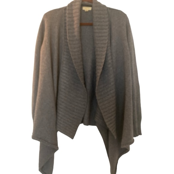 SOFT by JOIE sweater, open cowl neck,gray.  Cotton wool blend. Ribbed and smooth - Picture 1 of 5